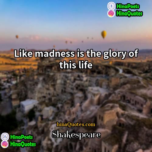 Shakespeare Quotes | Like madness is the glory of this